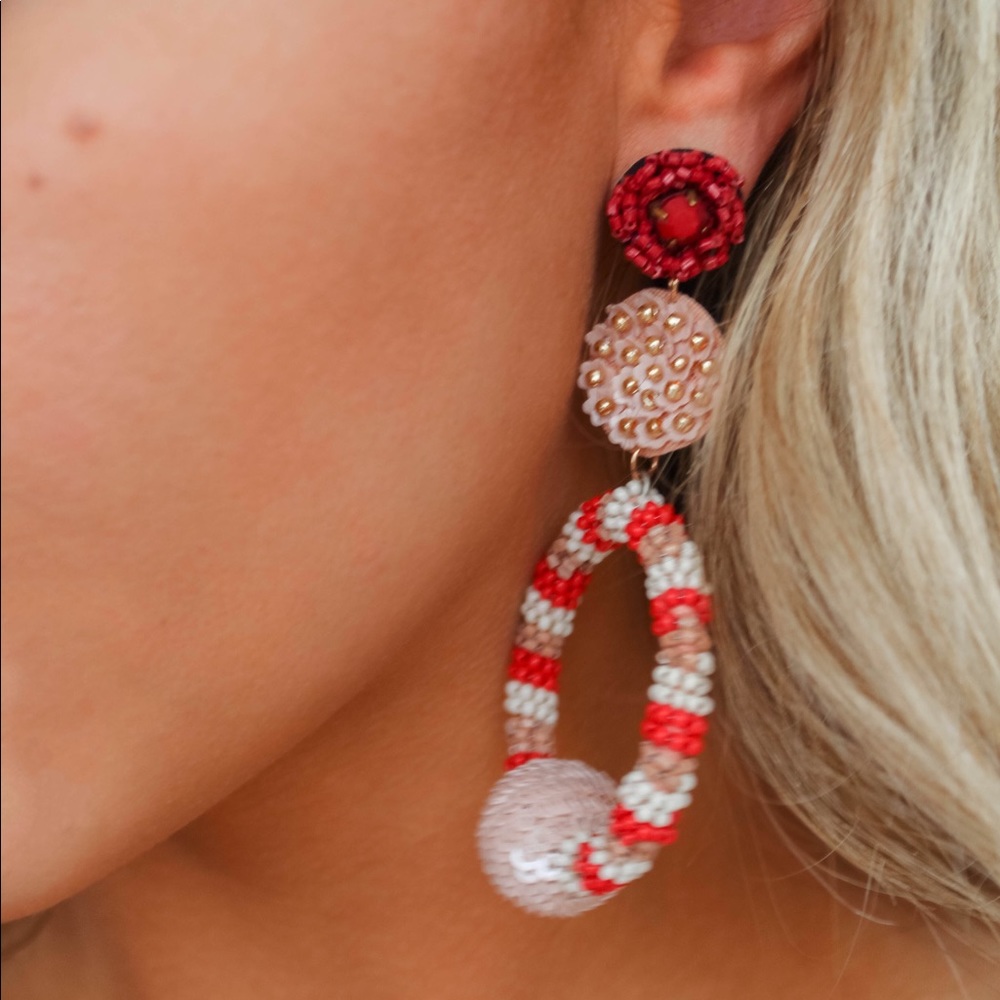 Beaded hoop dangle earrings